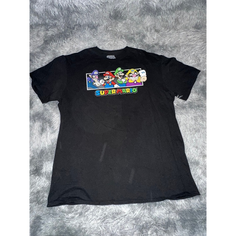 Super Mario Nintendo Graphic T-Shirt Black XL Mario Luigi Wario Waluigi Tee